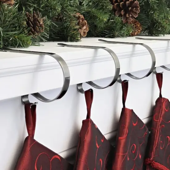 Original MantleClip&reg; Brushed Nickel Stocking Holders, 4ct. {3}