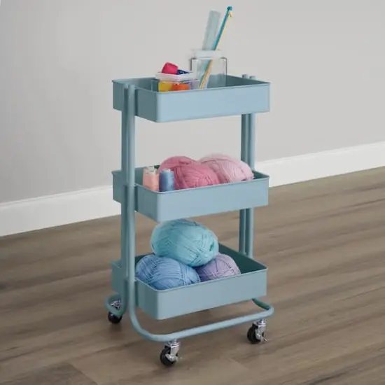 Lexington 3-Tier Rolling Cart by Simply Tidy&reg; Dusty Blue {6}