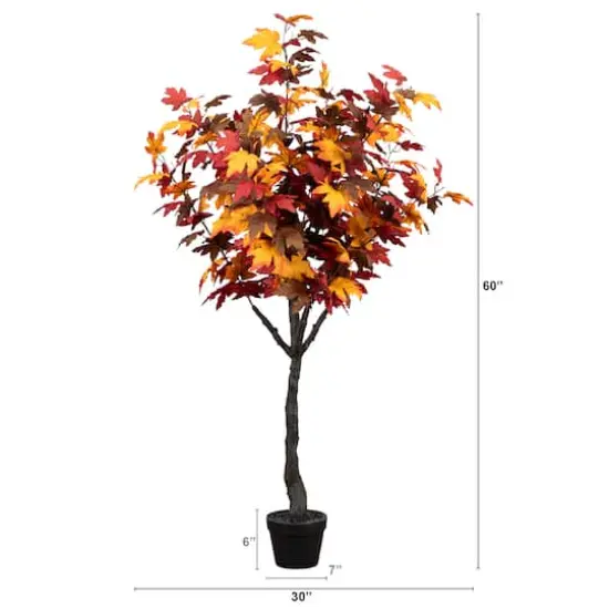 5ft. Autumn Smoky Maple Artificial Fall Tree  {4}