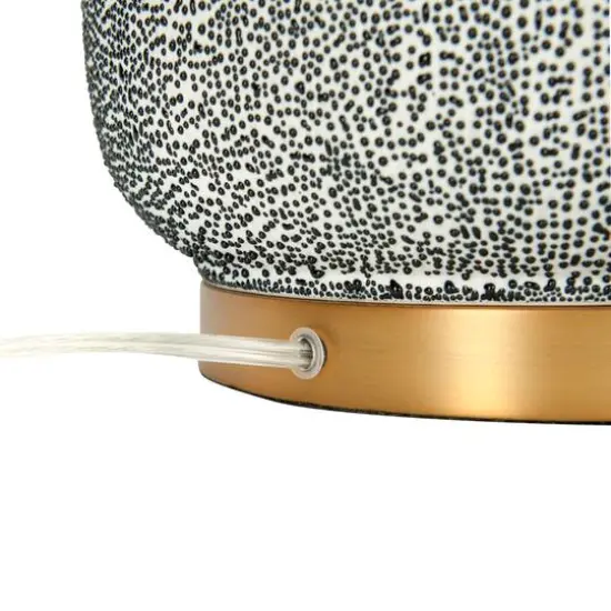 Hello Honey® 26'' Textured Blue Glaze Ceramic Table Lamp with Natural Linen Shade {7}