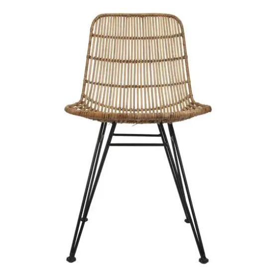Hello Honey&reg; Natural & Black Boho Rattan & Metal Dining Chair {11}