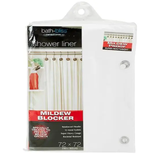 Bath Bliss Mildew Resistant Shower Liner White {4}