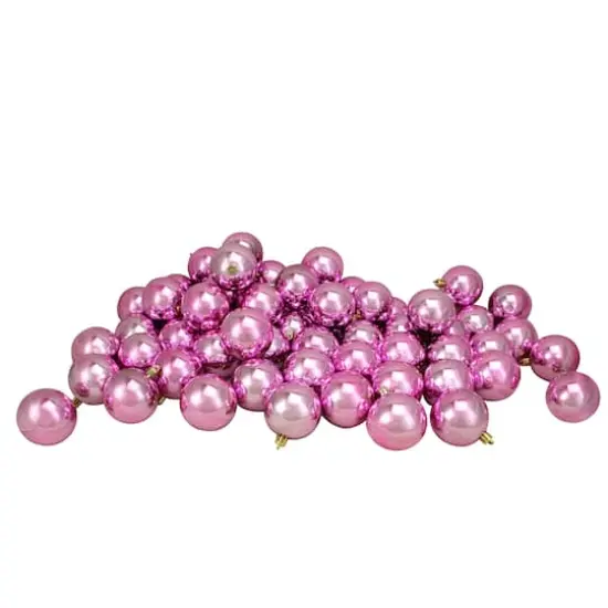 60ct Shiny Bubblegum Pink Shatterproof Ball Ornaments {3}