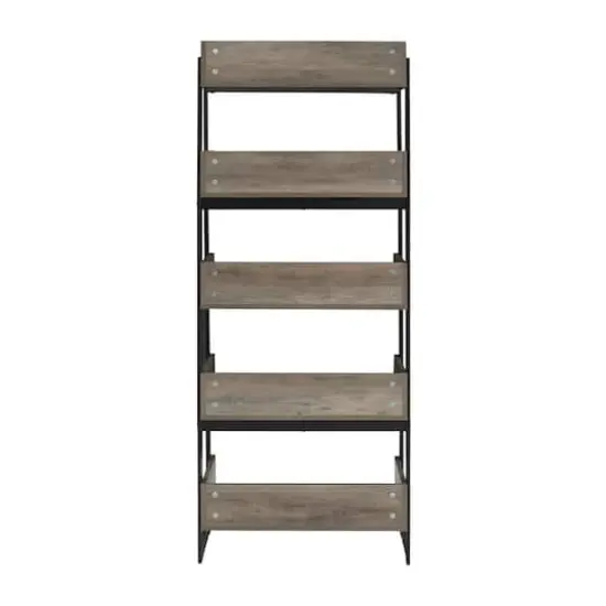 Walker Edison 64" Graywash 5-Shelf Bookshelf {9}