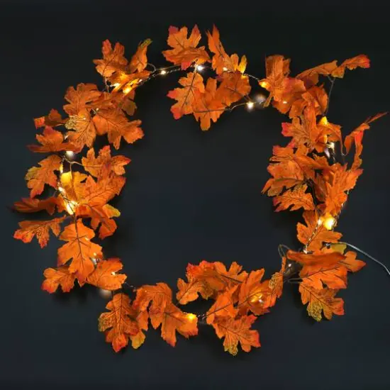 42ct. Warm White LED Brown Leaf Garland String Lights by Ashland&reg; {3}