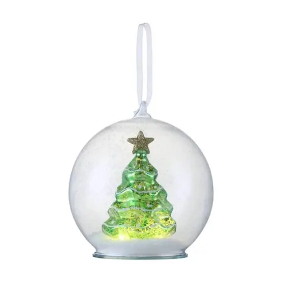Green Mercury Glass Tree Globe Ornament {1}