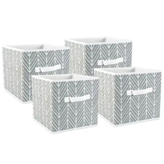 DII&reg; 11" Gray Herringbone Square Non-Woven Fabric Cubes, 4ct. {1}