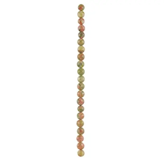 Green & Orange Unakite Faceted Coin Beads, 8mm by Bead Landing&trade; {4}