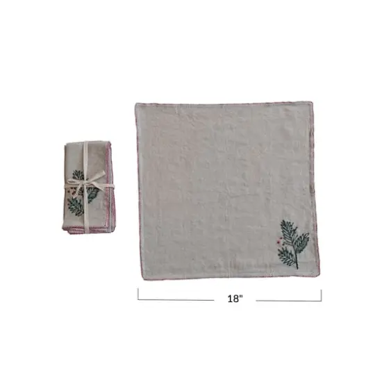 Hello Honey&reg; Holly Embroidered Cotton & Linen Blend Napkins, 4ct. {5}