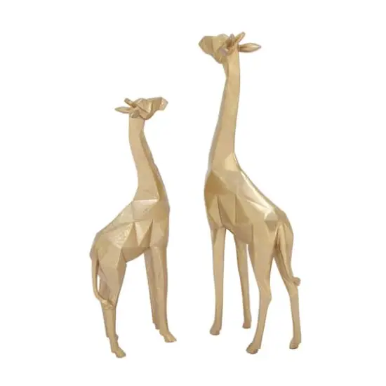 CosmoLiving by Cosmopolitan Gold Polystone Modern Giraffe Sculpture Set {7}