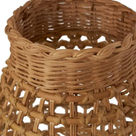 2ft. Brown Rattan Handmade Woven Vase with Open Framed Grid Design {5}