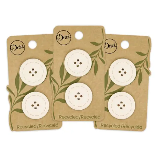Dritz&reg; 25mm Recycled Cotton Round Stitch Button, 6ct. Natural {9}