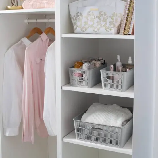 Simplify Slide 2 Stack It Small Storage Tote Baskets, 2ct. Gray {17}