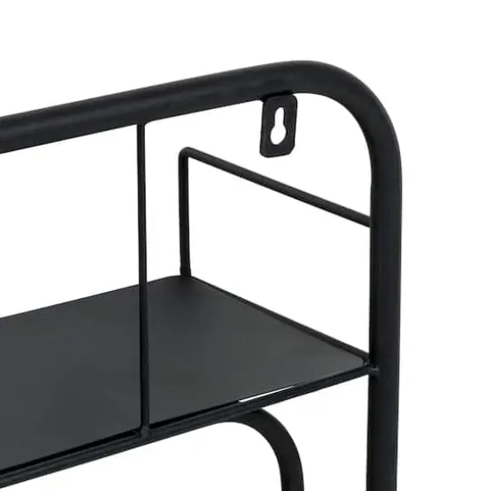 Honey Can Do Black Collapsible Wall-Mounted Clothes Drying Rack with Shelf {6}