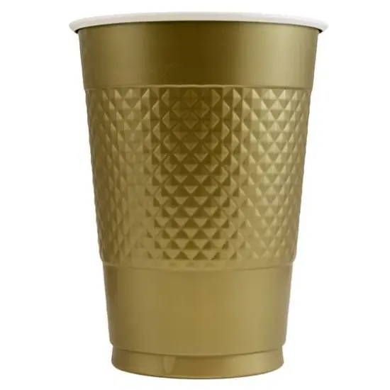 JAM Paper 16oz. Plastic Party Cups, 20ct. Gold {3}