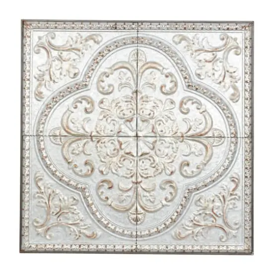 36" Gray Metal Rustic Floral Wall D&eacute;cor {1}