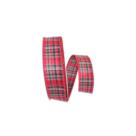JAM Paper 1.5" x 20yd. Heavy Twill Wired Edge Plaid Ribbon {1}