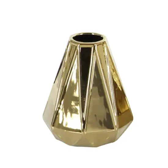 Set of 3 Gold Stoneware Glam Vase, 7", 11", 15" {4}