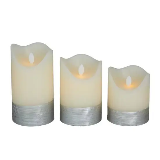 Cream & Silver Traditional Flameless Candle Set {1}
