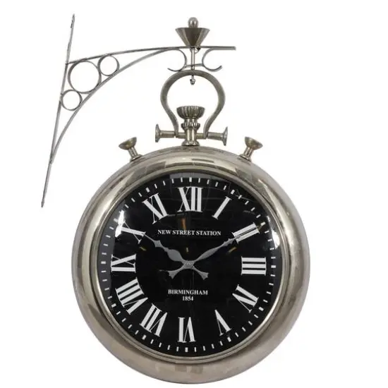 Silver Vintage Stainless Steel Wall Clock, 22" x 16" {1}