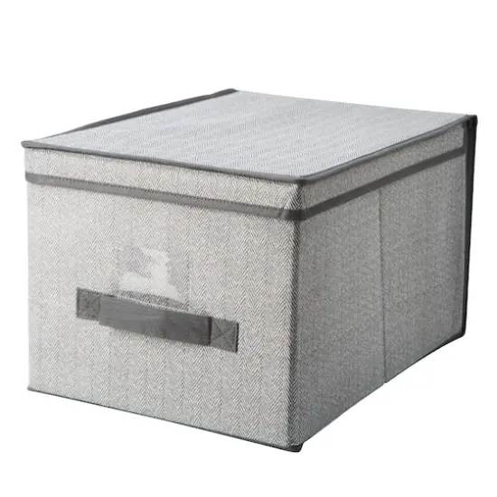 Simplify 12" Herringbone Gray Storage Box {1}