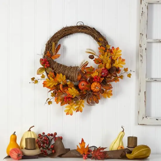26" Autumn Cornucopia Fall Wreath {5}