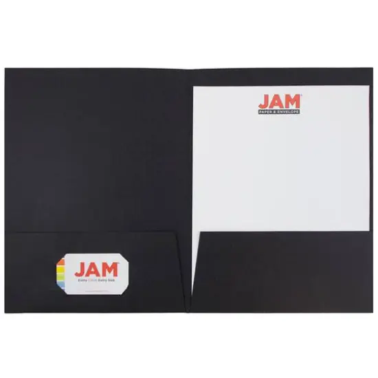 JAM Paper 2-Pocket Textured Linen Business Folders, 6ct. Black {5}