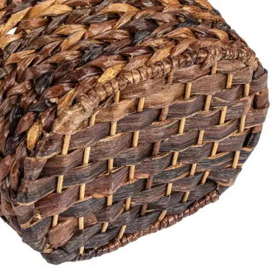 Hello Honey&reg; 16" Bankuan Braided Oval Toilet Paper Basket with Wood Bar Dark Brown {7}