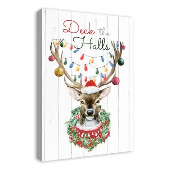 Deck the Halls Reindeer Canvas Wall Art {3}