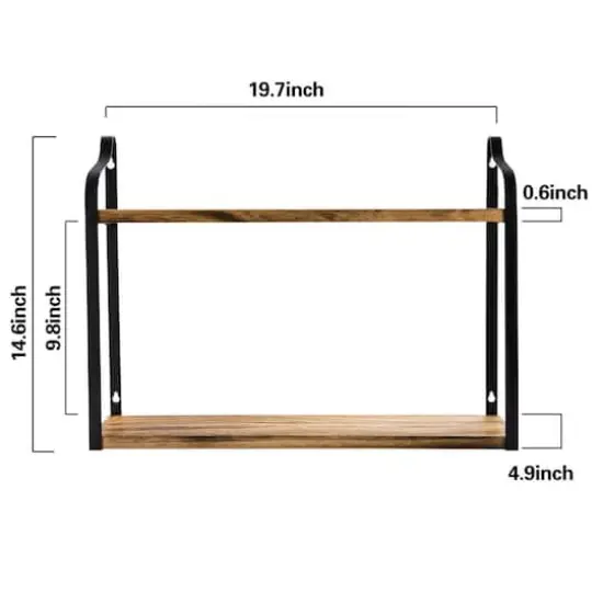 NEX™ 2-Tier Floating Wall-Mounted Rustic Wood Storage Shelf {3}