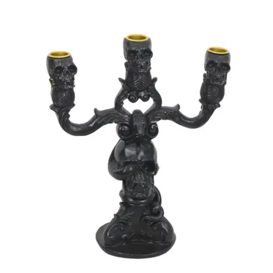 10.75" Black Skull Candelabra Tabletop D&eacute;cor by Ashland&reg; {1}