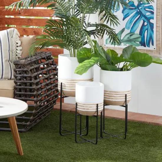 White Metal Farmhouse Cottage Planter Set {6}