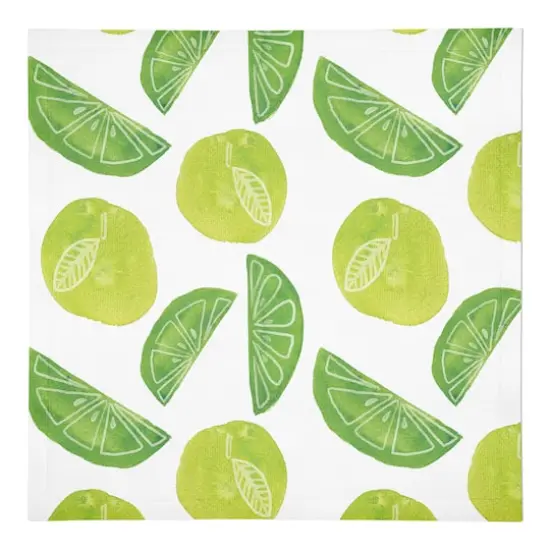 Lime Citrus Pattern 10" x 10" Cotton Twill Napkin {1}