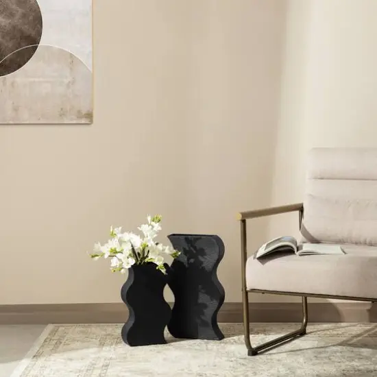 Glitzhome® Modern Black Textured Ripple Metal Floor Vases Set {6}