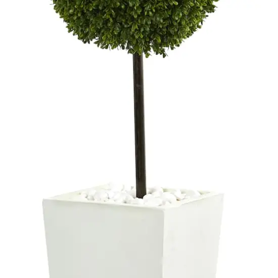 3.5ft. Boxwood Ball Topiary Tree in White Tower Planter {4}