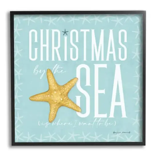 Stupell Industries Christmas By The Sea Turquoise Framed Giclee Art Black {1}