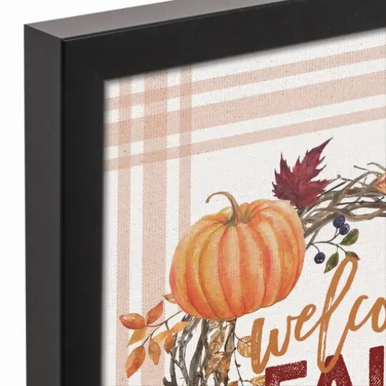Welcome Fall Pumpkin Canvas Wall Art with Black Frame {4}