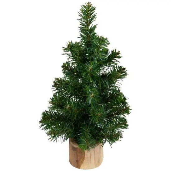10" Unlit Alpine Artificial Christmas Tree with Wooden Base {1}