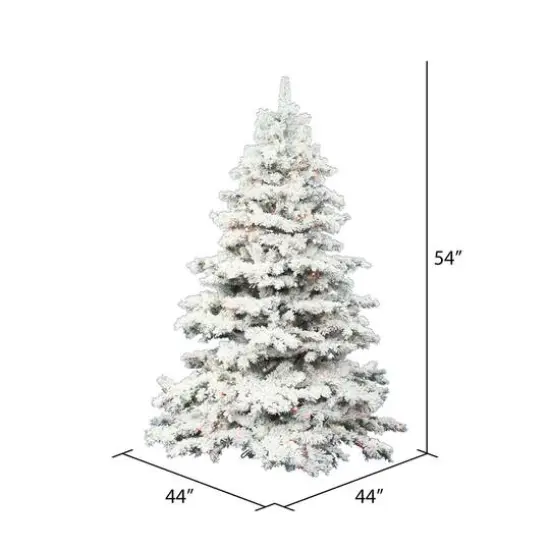 4.5ft. Pre-Lit Flocked Alaskan Pine Artificial Christmas Tree, Multicolor Dura-Lit&reg; LED Lights {4}