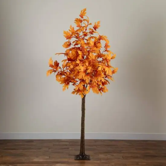 8ft. Pre-Lit Autumn Maple Artificial Fall Tree with 660 Warm White LED Lights {8}