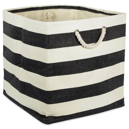 DII&reg; 16" Striped Woven Paper Storage Cube Black {1}