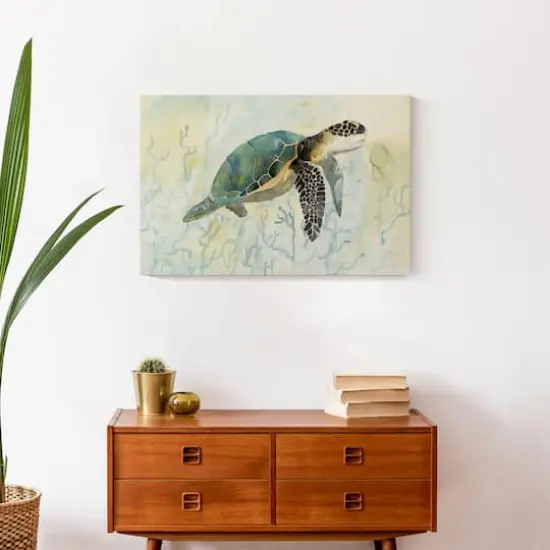 Green Sea Turtle 24" x 16" Canvas Wall Art {5}