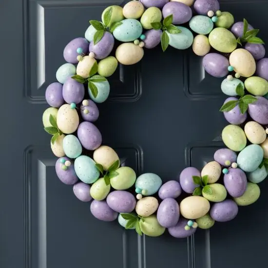 Glitzhome&reg; 18" Easter Purple Hue Eggs Wreath {6}