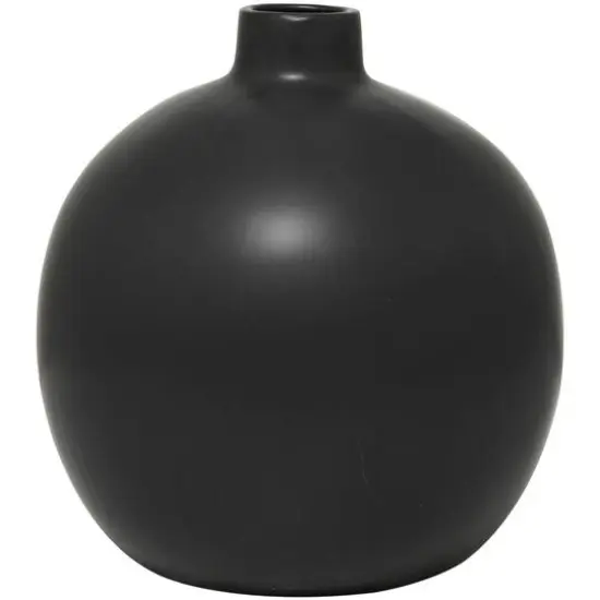 17" Modern Round Ceramic Vase Black {3}