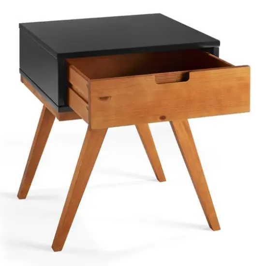 Walker Edison 20" 1-Drawer Modern Side Table Black/Caramel {5}