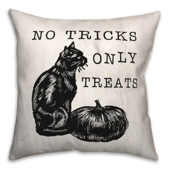 No Tricks Only Treats Cat Throw Pillow {1}