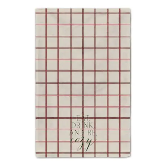 Be Cozy Red and Cream Check Tea Towel - Set of 2 {5}