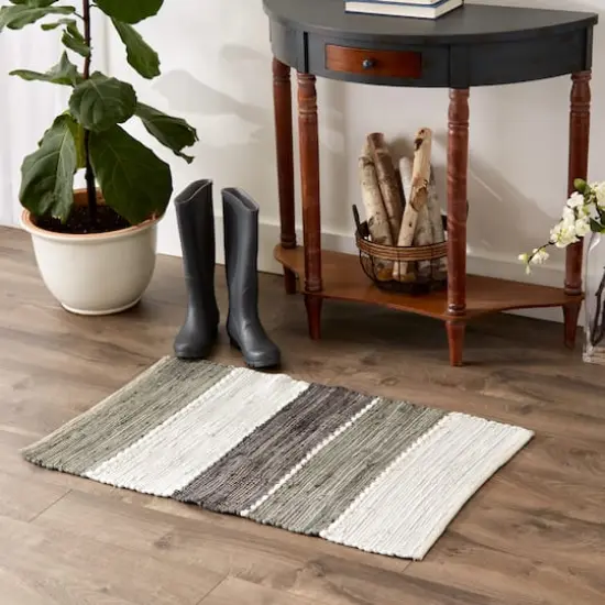 DII&reg; Color Block Cotton Chindi Rug, 2ft. x 3ft. Gray {5}