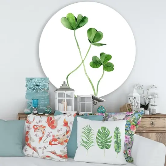 Designart - Field Plant Detail Clover - Farmhouse Metal Circle Wall Art {4}