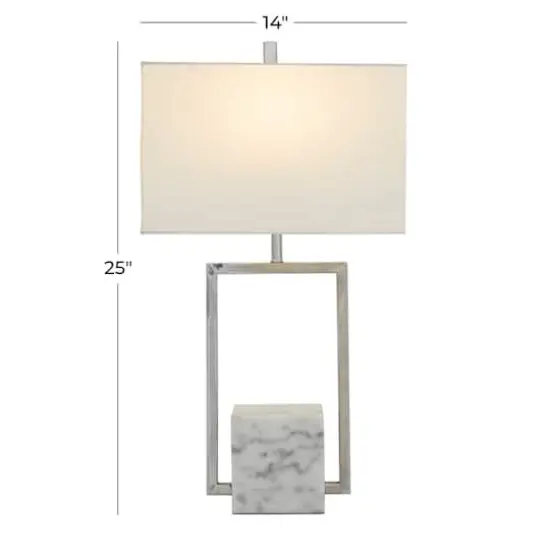 CosmoLiving by Cosmopolitan Silver Marble Modern Table Lamp, 25" x 14" x 10" {8}